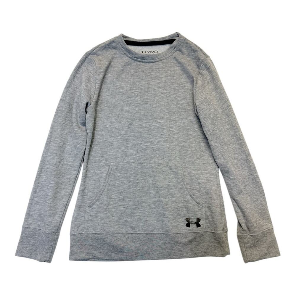 Under Armour Gray Sweatshirt Girls Size Youth Medium front pocket